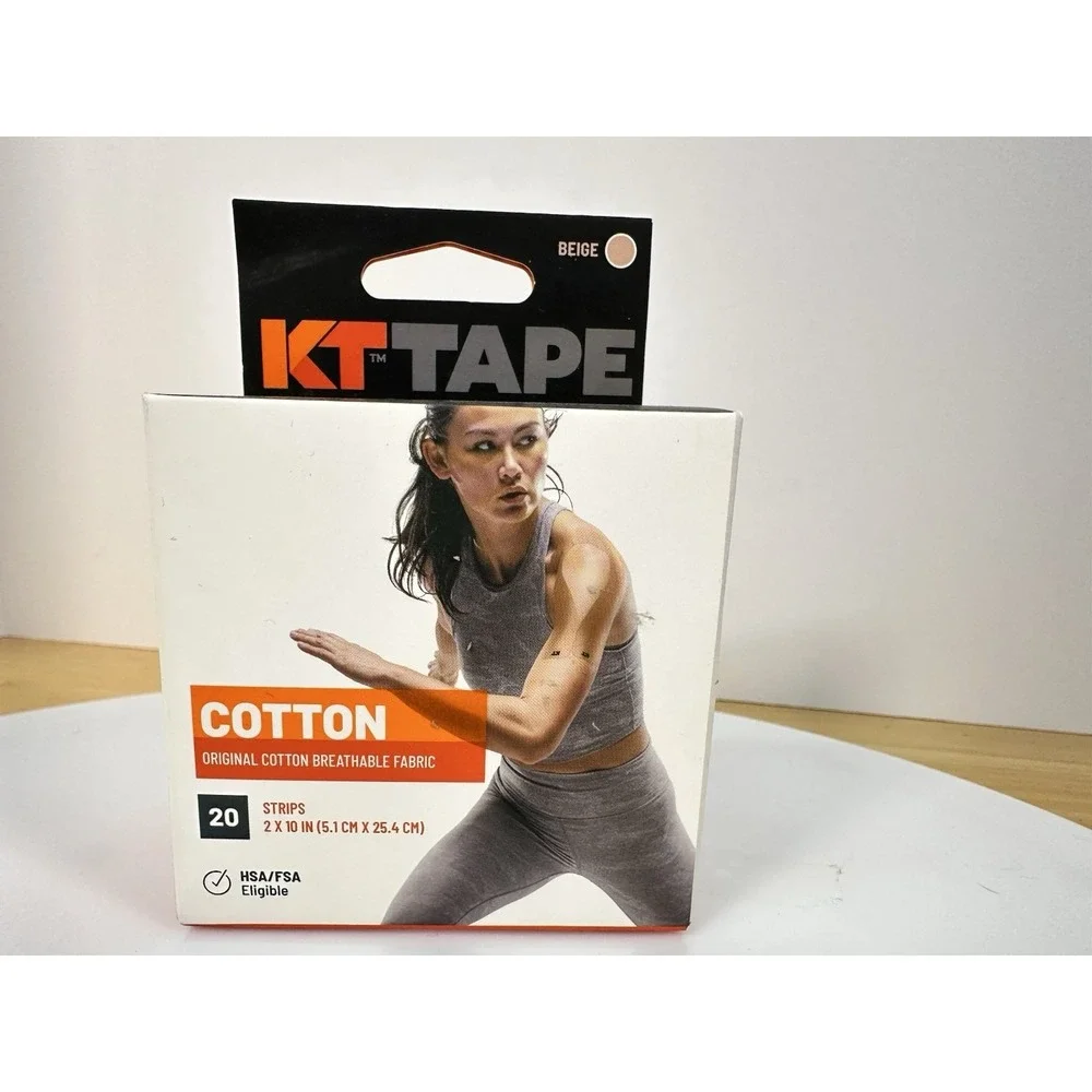 KT Tape Org BEIGE Cotton Elastic Kinesiology Athletic Tape, 20 Count, 10